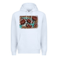 White American football leopard cowhide turquoise  leather background Premium Hoodie - BarkalooDesign