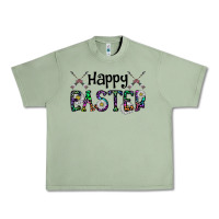 Oil Green Happy Easter Urban Heavy Tee - CowhideDigitalArt
