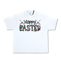 White Happy Easter Urban Heavy Tee - CowhideDigitalArt