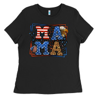 Black Army Veteran mama leopard frame 4th of July Ladies Tee - LillyAllenDesigns