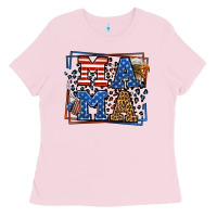 Bubblegum Pink Army Veteran mama leopard frame 4th of July Ladies Tee - LillyAllenDesigns