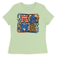 Matcha Army Veteran mama leopard frame 4th of July Ladies Tee - LillyAllenDesigns