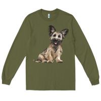 Army Green Skye Terrier Dog Illustrations Long Sleeve Tee - LillyAllenDesigns
