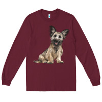 Burgundy Skye Terrier Dog Illustrations Long Sleeve Tee - LillyAllenDesigns