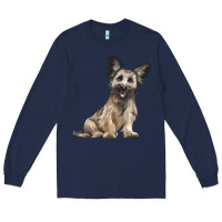 Navy Skye Terrier Dog Illustrations Long Sleeve Tee - LillyAllenDesigns