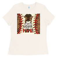 Bone Baseball Mom Messy Bun Ladies Tee - CowhideDigitalArt