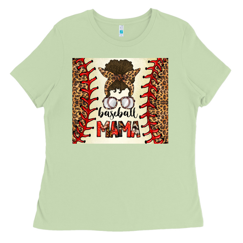 Baseball Mom Messy Bun Ladies Tee by CowhideDigitalArt | Teevron