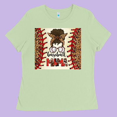 Baseball Mom Messy Bun Ladies Tee Designed By Cowhidedigitalart