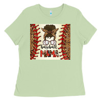 Matcha Baseball Mom Messy Bun Ladies Tee - CowhideDigitalArt