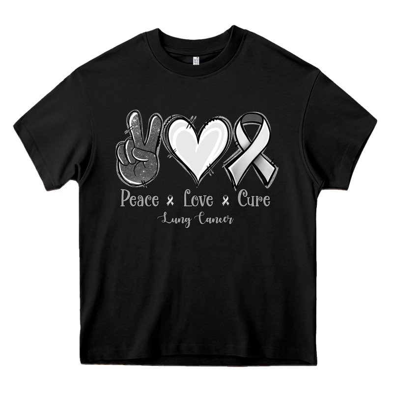 Peace Love Cure Lung Cancer Heavy Core Tee by Jasminsmagicworld | Teevron