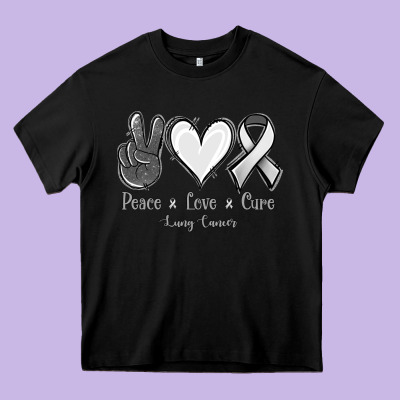 Peace Love Cure Lung Cancer Heavy Core Tee Designed By Jasminsmagicworld