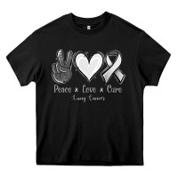 Black Peace Love Cure Lung Cancer Heavy Core Tee - Jasminsmagicworld