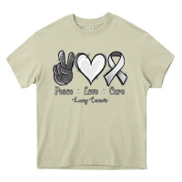 Mossy Peace Love Cure Lung Cancer Heavy Core Tee - Jasminsmagicworld