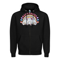 Black Happy easter bunny tails Zipper Hoodie - RanaPortraitStore