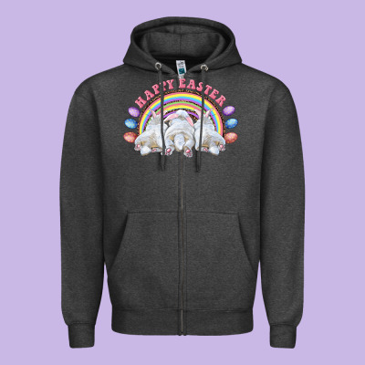 Happy Easter Bunny Tails Zipper Hoodie Designed By Ranaportraitstore