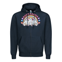Navy Happy easter bunny tails Zipper Hoodie - RanaPortraitStore