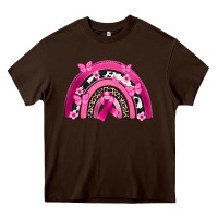 Chocolate Brown Breast Cancer rainbow Heavy Core Tee - FaDigitalArtStudio