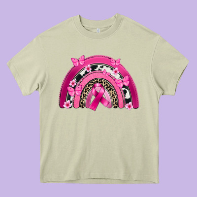 Breast Cancer Rainbow Heavy Core Tee Designed By Fadigitalartstudio