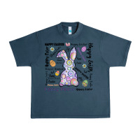 Midnight Navy Happy Easter Urban Heavy Tee - CowhideDigitalArt