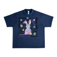 Navy Happy Easter Urban Heavy Tee - CowhideDigitalArt