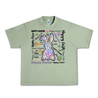 Oil Green Happy Easter Urban Heavy Tee - CowhideDigitalArt
