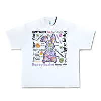 White Happy Easter Urban Heavy Tee - CowhideDigitalArt