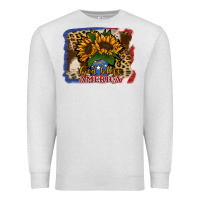 Oatmeal Heather Patriotic Sunflower God Bless America Premium Sweatshirt - Jasminsmagicworld