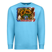 Ocean Blue Patriotic Sunflower God Bless America Premium Sweatshirt - Jasminsmagicworld