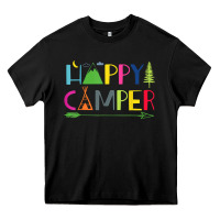 Black camping arrow camper happy summer camp camping kids 635 Heavy Core Tee - baoMotion