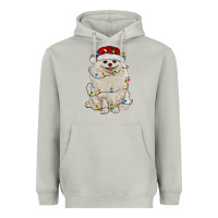 Moon Dust white pomeranian with christmas lights Heavyweight Hoodie - RanaPortraitStore