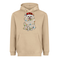 Mushroom white pomeranian with christmas lights Heavyweight Hoodie - RanaPortraitStore