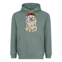 Sage white pomeranian with christmas lights Heavyweight Hoodie - RanaPortraitStore