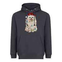 Smoke white pomeranian with christmas lights Heavyweight Hoodie - RanaPortraitStore