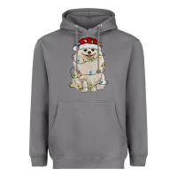 Storm white pomeranian with christmas lights Heavyweight Hoodie - RanaPortraitStore
