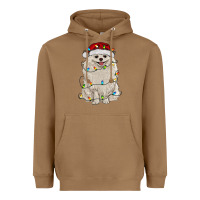 Toasted Coconut white pomeranian with christmas lights Heavyweight Hoodie - RanaPortraitStore