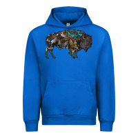 Cobalt cowhide bison Urban Hoodie - RanaPortraitStore