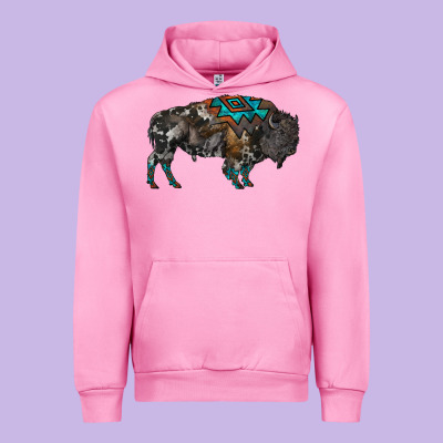 Cowhide Bison Urban Hoodie Designed By Ranaportraitstore