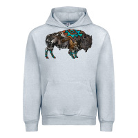 Heather Grey cowhide bison Urban Hoodie - RanaPortraitStore