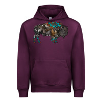 Mauve Wine cowhide bison Urban Hoodie - RanaPortraitStore
