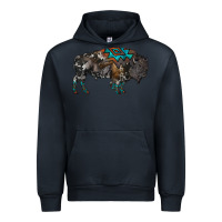Navy cowhide bison Urban Hoodie - RanaPortraitStore
