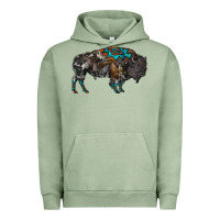 Pigment Oil Green cowhide bison Urban Hoodie - RanaPortraitStore