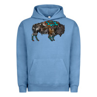 Pigment Pebble Blue cowhide bison Urban Hoodie - RanaPortraitStore