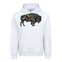 White cowhide bison Urban Hoodie - RanaPortraitStore