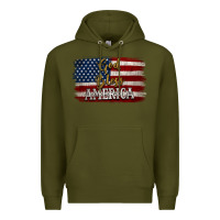 Army Green God Bless America Distressed Flag Premium Hoodie - Jasminsmagicworld