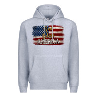 Heather Grey God Bless America Distressed Flag Premium Hoodie - Jasminsmagicworld