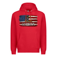 Red God Bless America Distressed Flag Premium Hoodie - Jasminsmagicworld