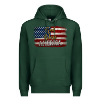 Sports Green God Bless America Distressed Flag Premium Hoodie - Jasminsmagicworld