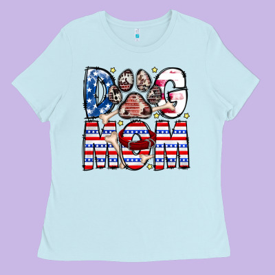 American Dog Mom Ladies Tee Designed By Cowhidedigitalart