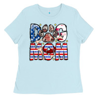 Baby Blue American Dog Mom Ladies Tee - CowhideDigitalArt