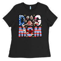Black American Dog Mom Ladies Tee - CowhideDigitalArt